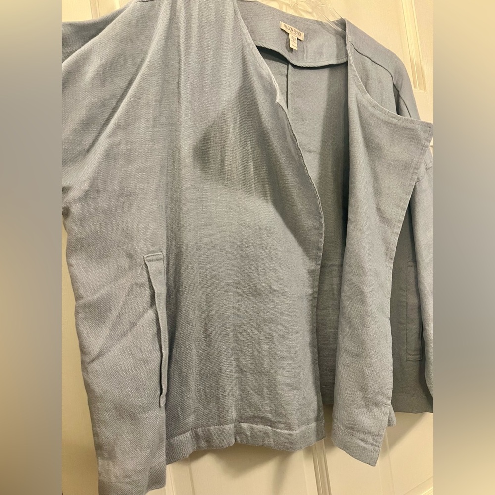 Eileen Fisher Light Blue Linen Kimono Jacket - Size Petite Medium - Picture 3 of 8